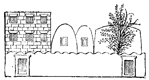 Fig 11.--View of mansion from the tomb of Anna,
Eighteenth Dynasty. 