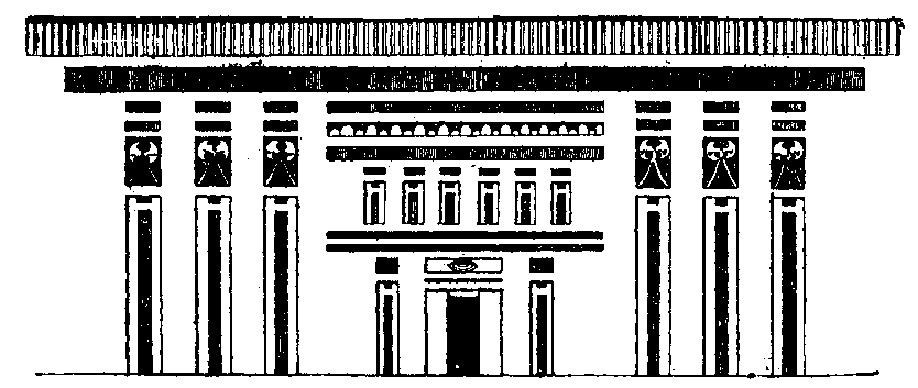 Fig 25.--Fa�ade of a Fourth Dynasty house, from the
sarcophagus of Kh�f� Poskh�. 