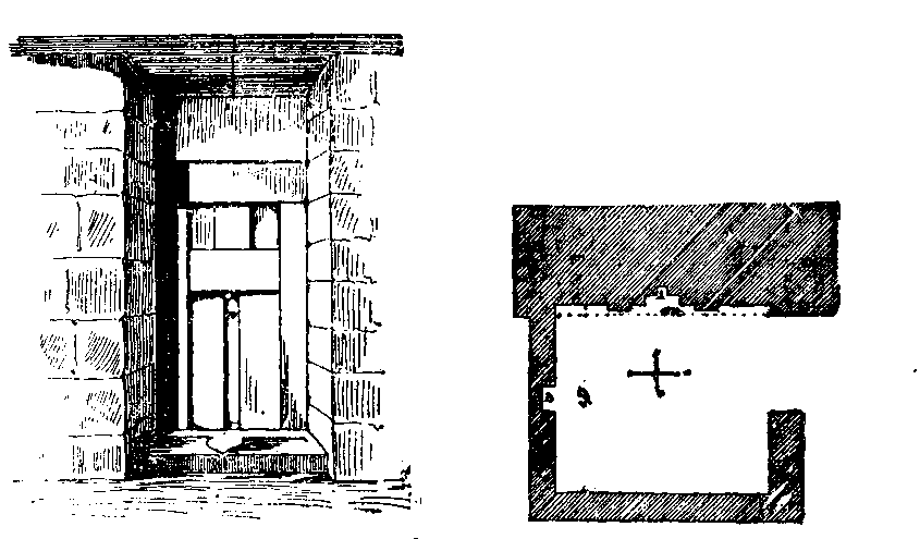 Fig 114.--False door in mastaba, from Mariette's Les
Mastabahs. Fig. 115.--Plan of forecourt of mastaba of K�pir.