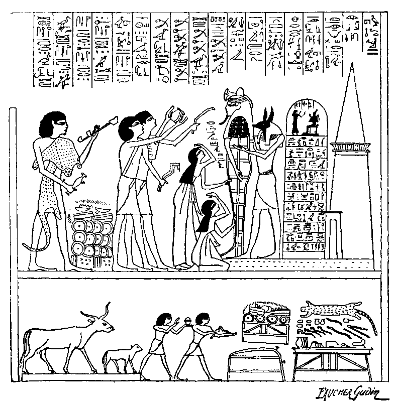 Fig 163.--Vignette from The Book of the Dead,
from the papyrus of H�nefer. 