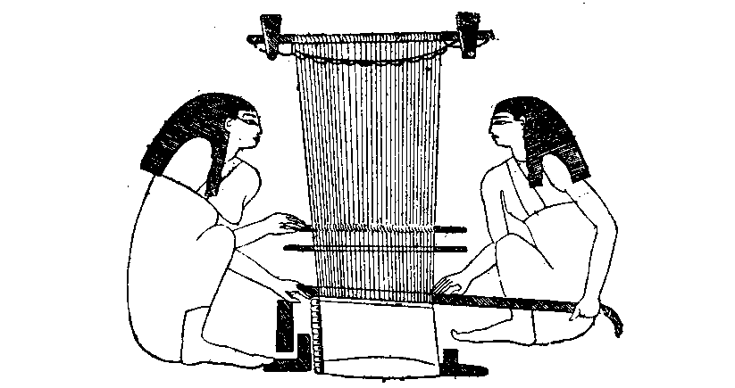 Fig 271.--Women weaving. From wall-scene in tomb of
Khn�mhotep, Beni Hasan, Twelfth Dynasty.