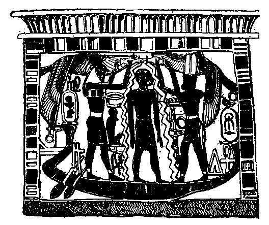 Fig 303.--Pectoral of Queen Aahhotep, bearing
cartouche of King Ahmes I. 